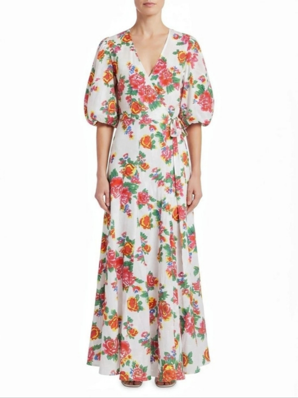 RHODE Floral Wrap Maxi Dress Size S